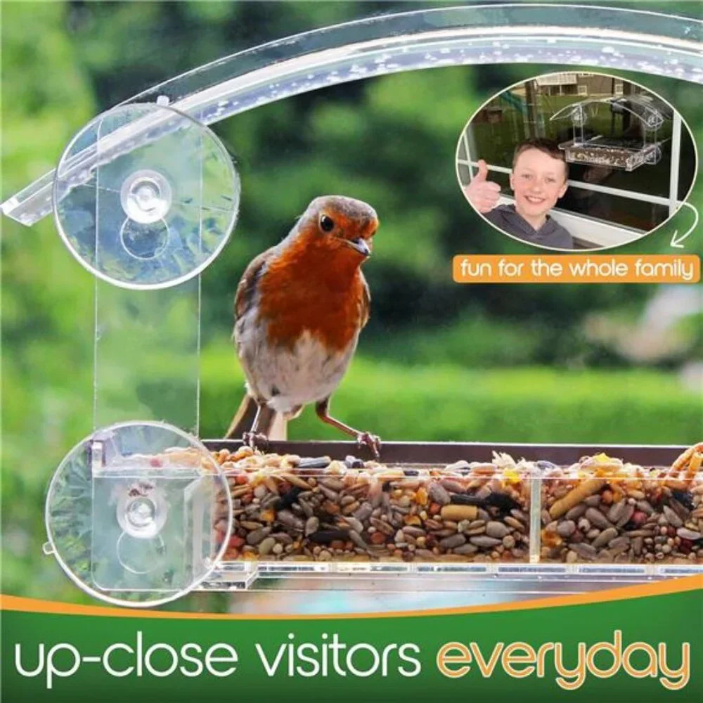 Window Bird Feeder with Strong Suction Cups - (Upgraded 2025 Model) Clear